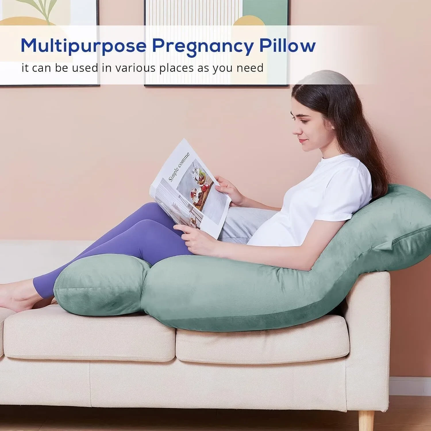 J-shaped Crystal Velvet Maternity Pillow