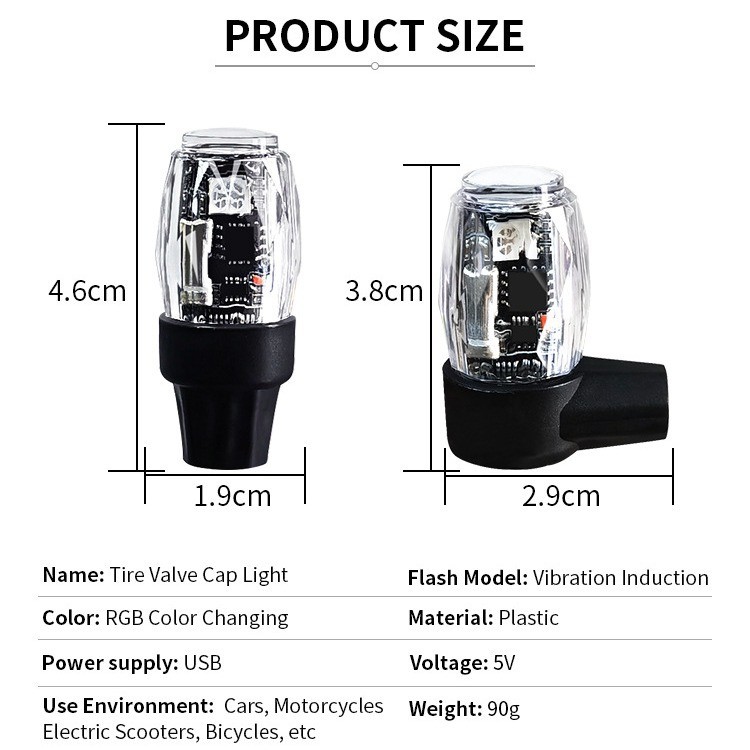 Wheel Hub Colorful Valve Light Bicycle Motorcycle Car Universal