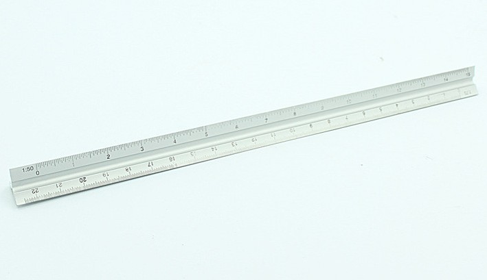 30cm Metal Silver Architect Technical Triangle Ruler
