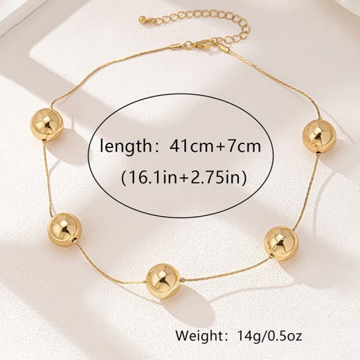 Simple Fashion Geometry Pattern Big Round Bead Necklace