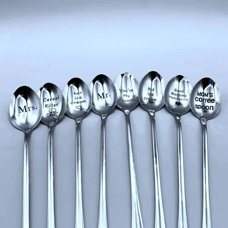 Stainless Steel Long Handle Spoon Couple Tableware