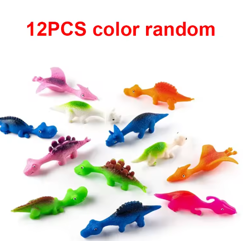 Novelty dinosaur finger slingshot sticky catapult toy 6/12/18PCS light rubber prank flying fun game stress relieving toy gifts