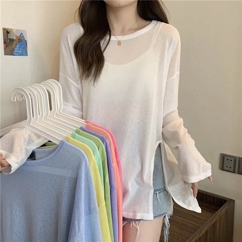 Thin Micro-transparent Split Sun Protection Long Sleeve