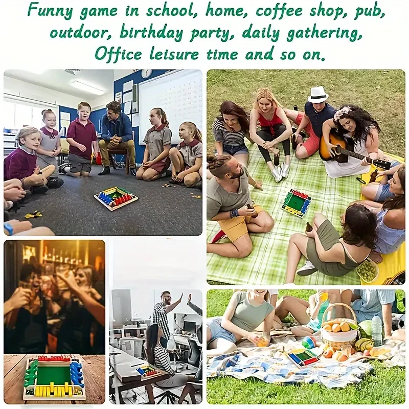 Shut the Box Family Game - 4-Sided Wooden Board with 8 Dices