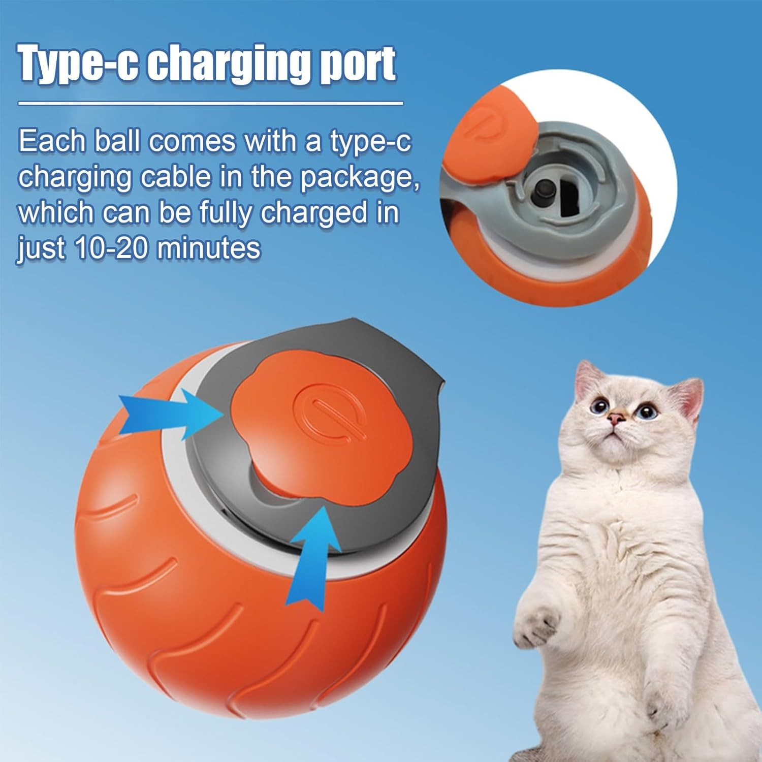 Speedy Tail 2.0 - Interactive Electric Rolling Ball with Teasing Tail  Smart Cat Toy for Indoor & Outdoor Fun