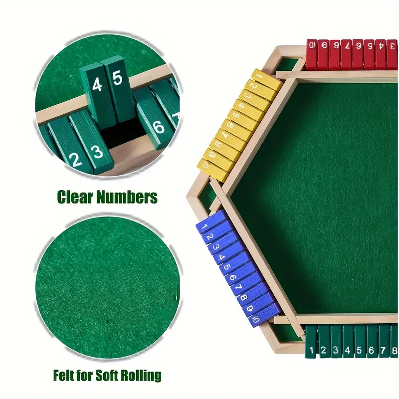 Shut The Box 6-Player Game Set with Extra Dice