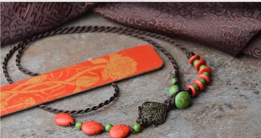 Handwoven cedar pendant accessories sweater chain