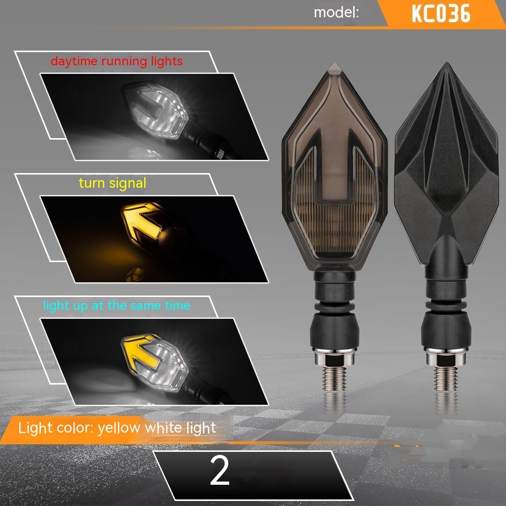 Motorcycle Arrow-shaped Light Guide Two-color LED Turn Signal Daytime Running Lamp