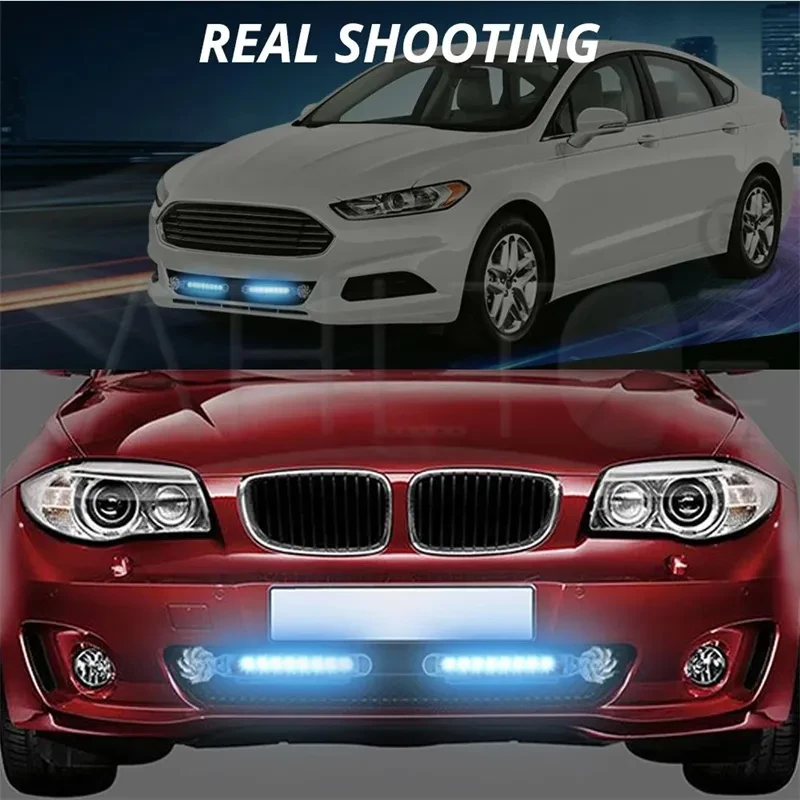 2Pcs No Need External Power Supply Wind Energy Day Light LED Car DRL Led Daytime Running Light Lamp Strip RGB Motorcycle Stying