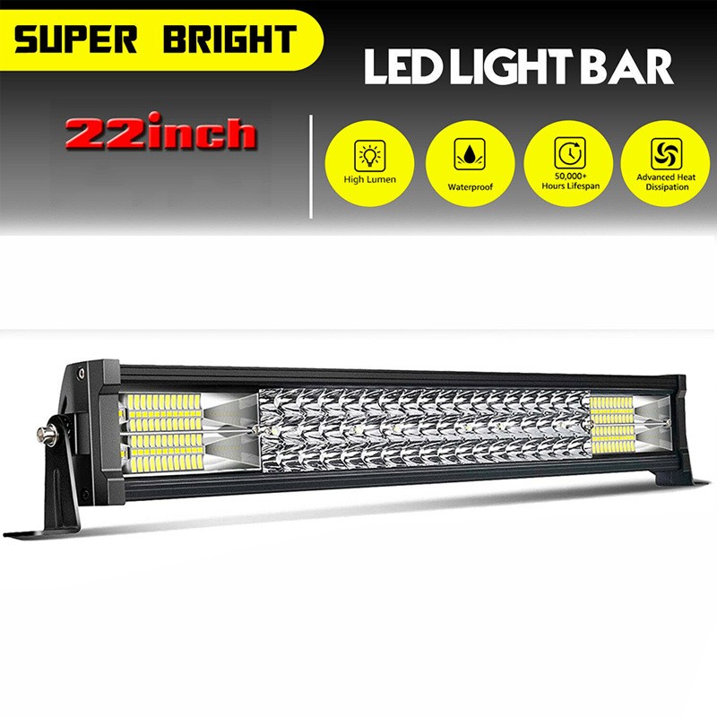 22" LED Light Bar Triple Row 288W Combo Beam Off-Road Lights + 2Pcs 4 Inch 60W LED Pod Lights with Harness Wiring for Trucks ATV UTV Jeep Boat Pickup