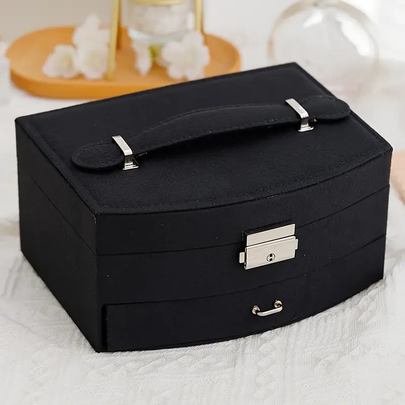 Vintage-Inspired Jewelry Organizer Box with Key Lock