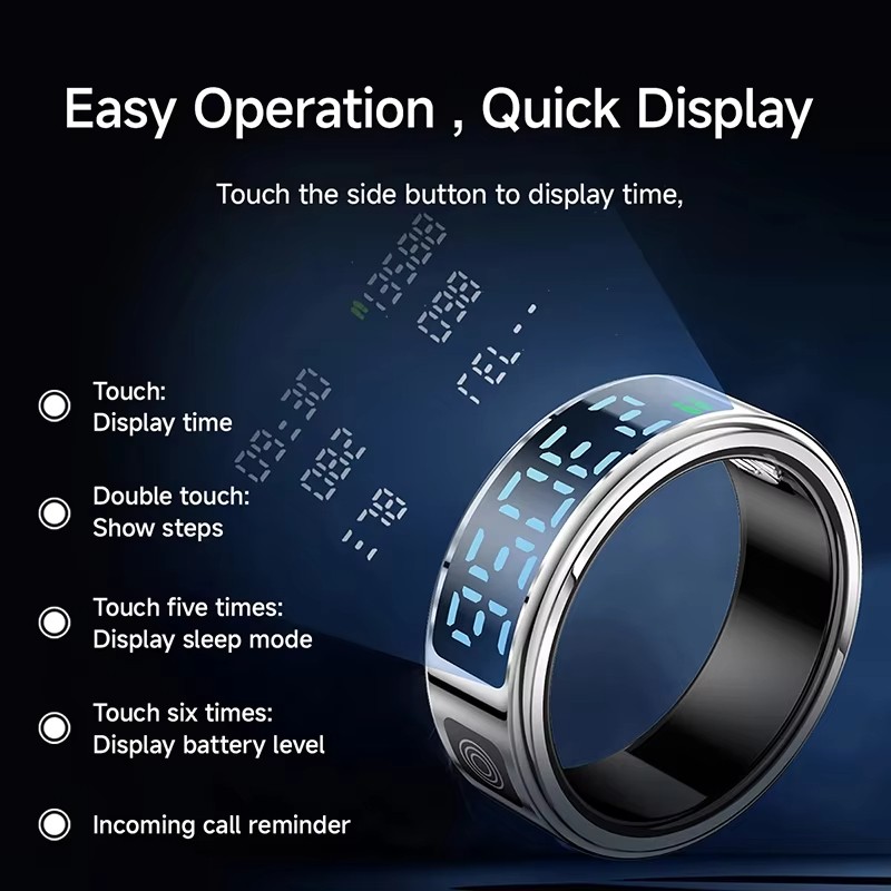 Smart Ring for Men and Women with LED Display