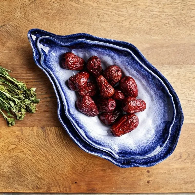 2pcs Oyster Shell Shaped Ceramic Dessert Plates