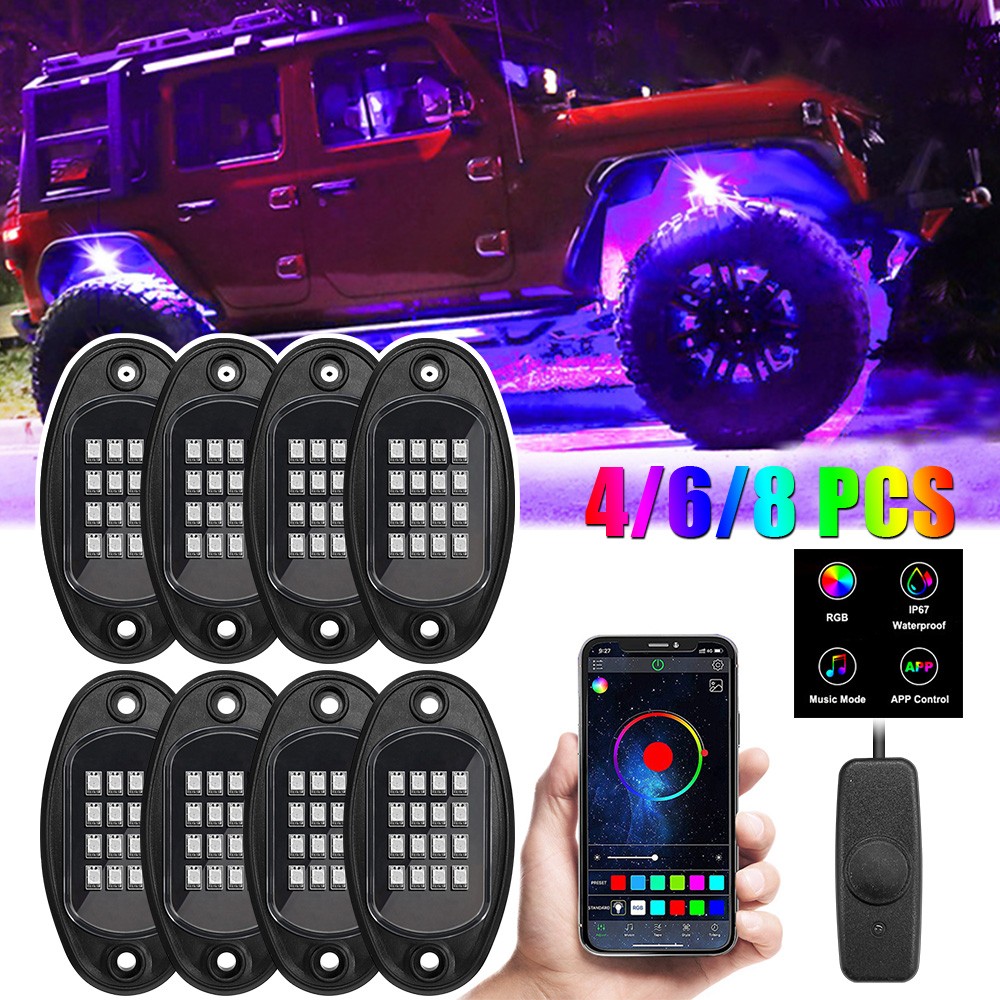 RGB LED Rock Lights 4/6/8 in 1 Car Chassis Light for Jeep