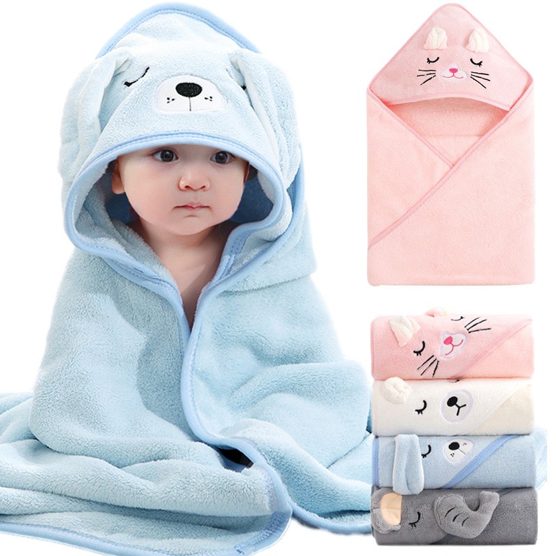 Cartoon Animal Baby Bath Towels Soft Newborn Hooded Towel Blanket, Toddler Bathrobe
