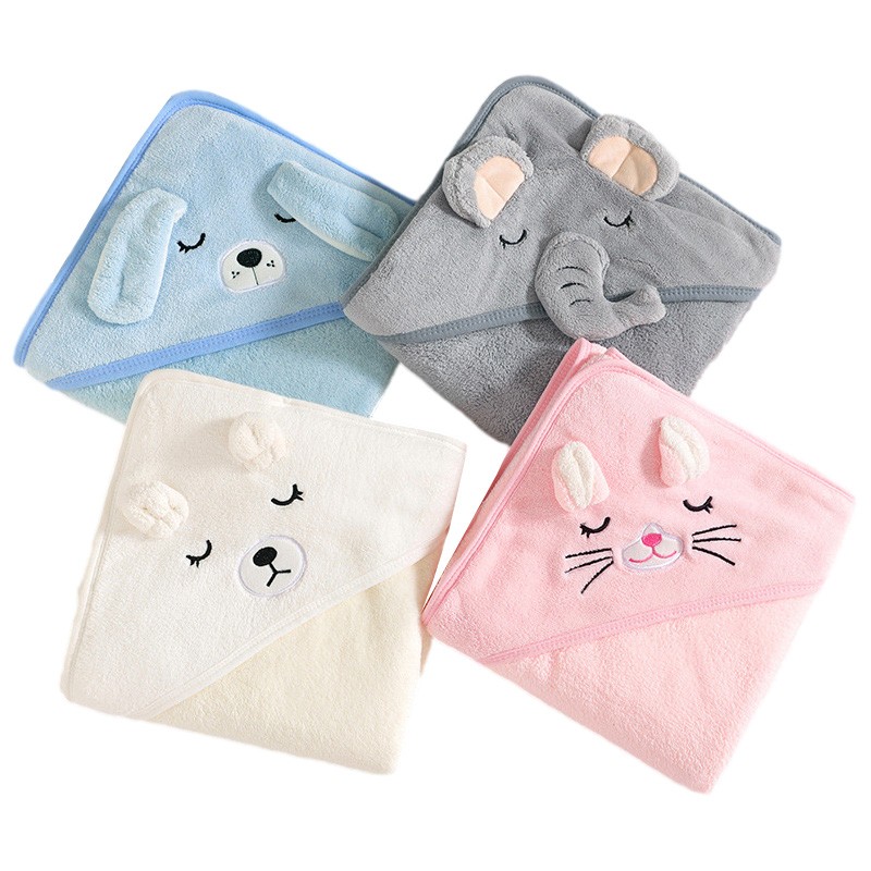 Cartoon Animal Baby Bath Towels Soft Newborn Hooded Towel Blanket, Toddler Bathrobe