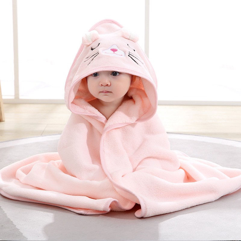 Cartoon Animal Baby Bath Towels Soft Newborn Hooded Towel Blanket, Toddler Bathrobe