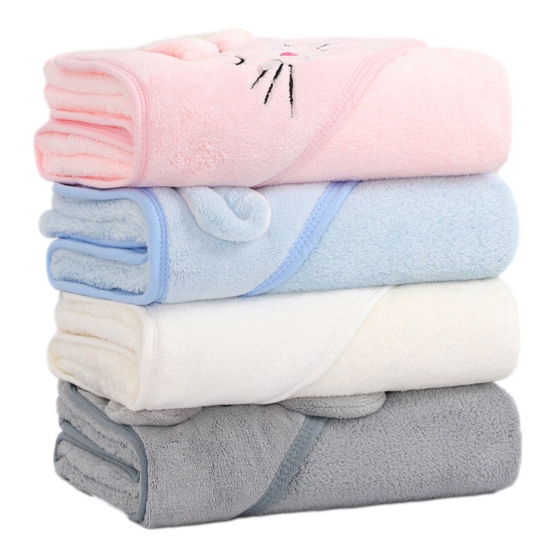 Cartoon Animal Baby Bath Towels Soft Newborn Hooded Towel Blanket, Toddler Bathrobe