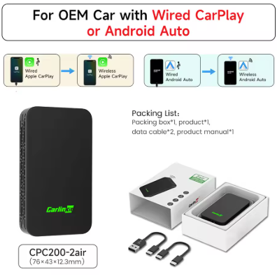 CarlinKit 5.0 & 4.0 Wireless CarPlay Adapter  Dual-System Smart CarPlay Box for iOS & Android Devices