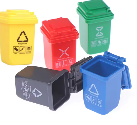 5pcs/set 1:12 Dollhouse Miniature Trash Can Model Furniture Accessories For Doll House Decor Kids Play Toys