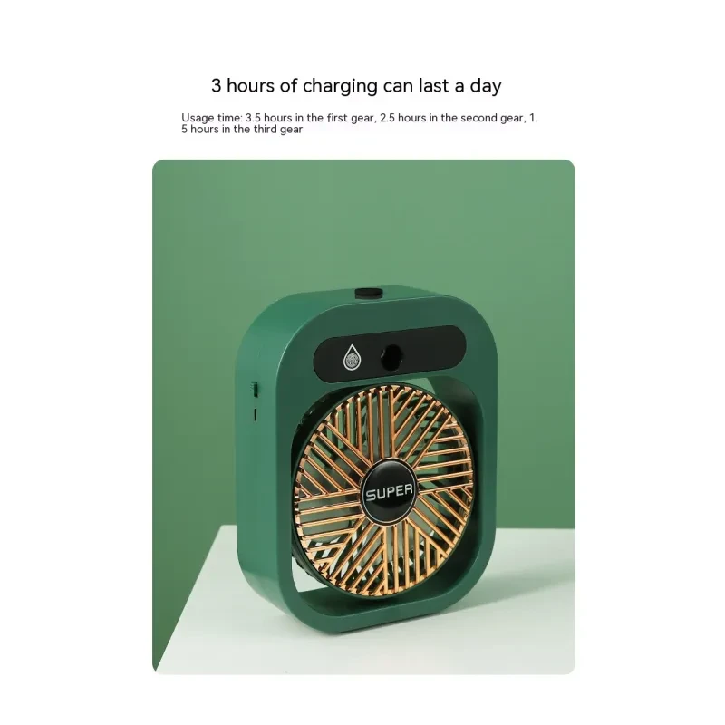 Air Conditioning Fan Desk Misting Fan Air Cooler Cooling USB Rechargeable Humidifier Portable Spray Fan With 3 Wind Speeds