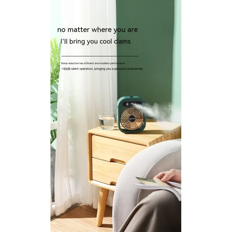 Air Conditioning Fan Desk Misting Fan Air Cooler Cooling USB Rechargeable Humidifier Portable Spray Fan With 3 Wind Speeds
