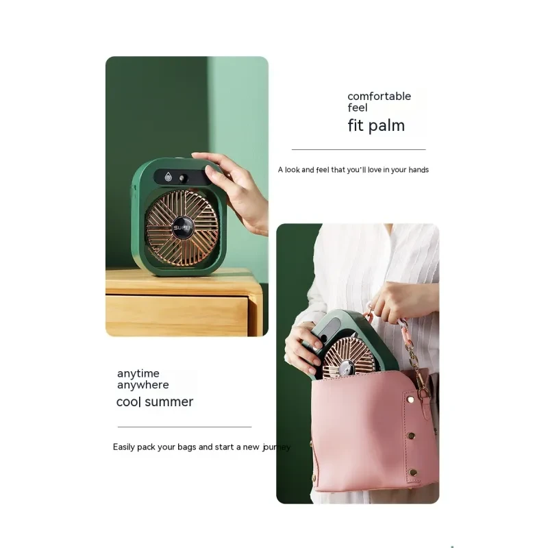 Air Conditioning Fan Desk Misting Fan Air Cooler Cooling USB Rechargeable Humidifier Portable Spray Fan With 3 Wind Speeds