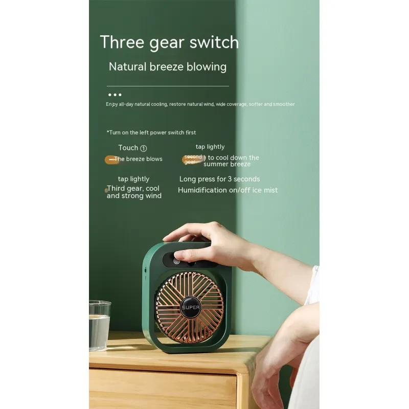 Air Conditioning Fan Desk Misting Fan Air Cooler Cooling USB Rechargeable Humidifier Portable Spray Fan With 3 Wind Speeds