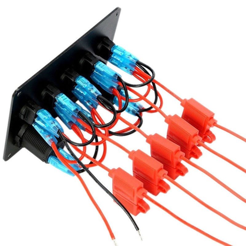 LED Rocker Switch Panel Marine Boat 5-Gang Circuit