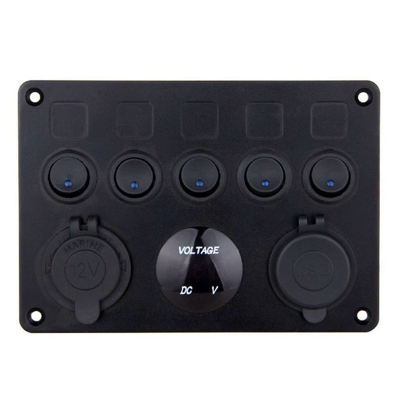 LED Rocker Switch Panel Marine Boat 5-Gang Circuit