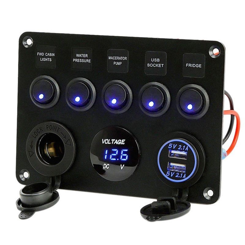 5 Gang ON-OFF Car Boat Switch Control Panel