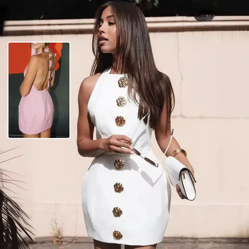 Sweet Sleeveless Backless Dress