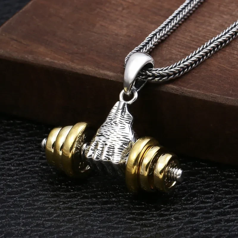 Fist Dumbbell Fashion Necklace Pendant