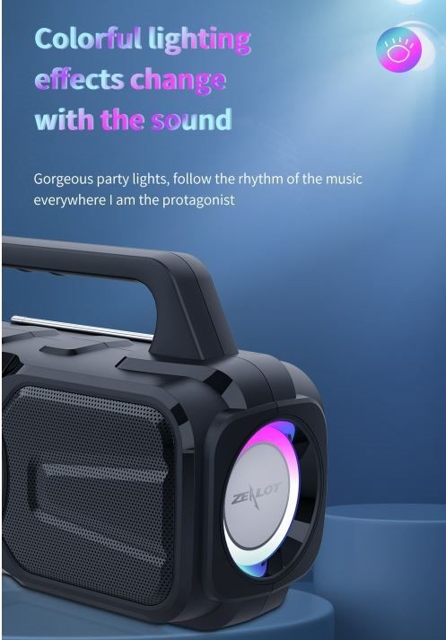 Speaker, Zealot P2, 40W, 8000mAh, With Wire Microphone,