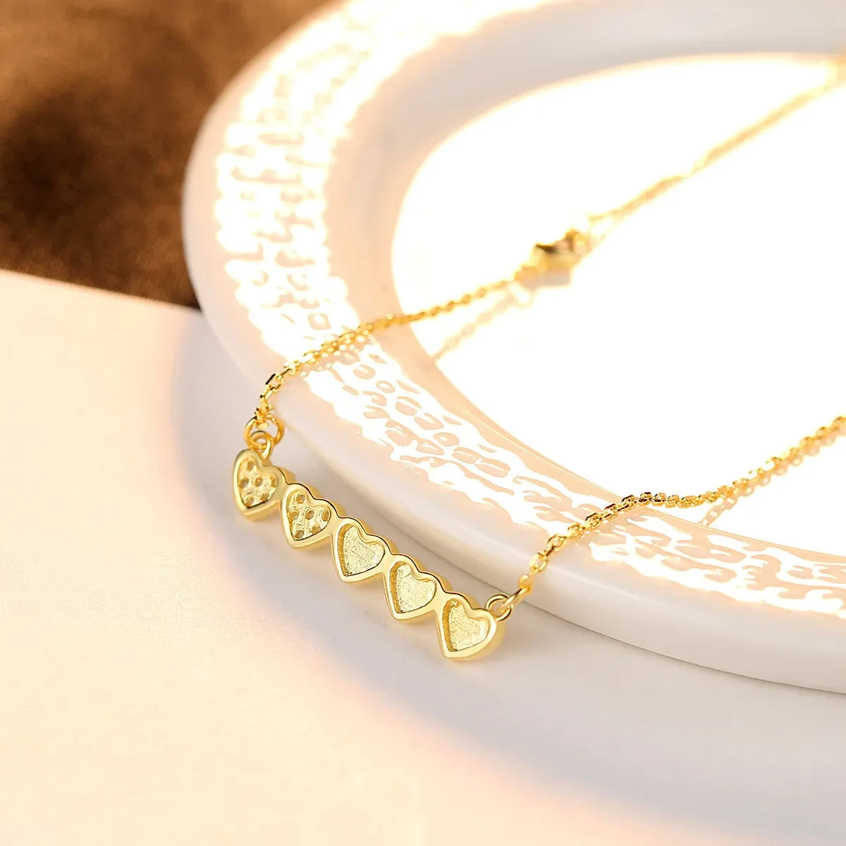 Peach Heart Clavicle Necklace Pendant