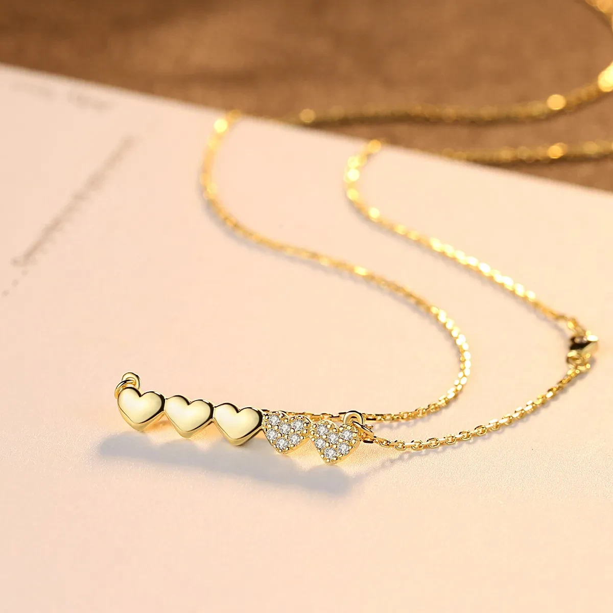 Peach Heart Clavicle Necklace Pendant