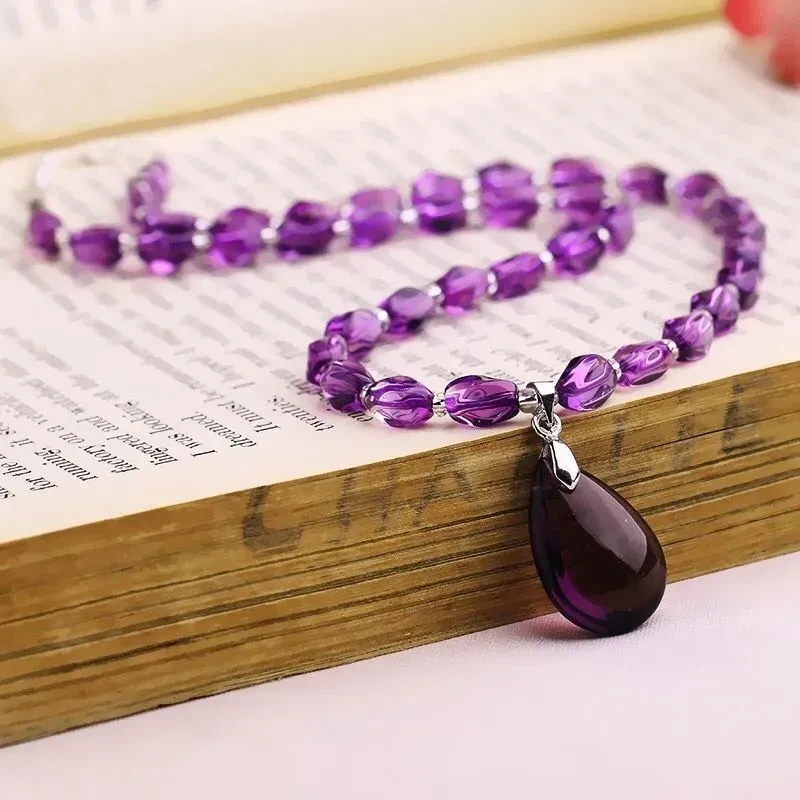 Amethyst Water Drop Pendant Necklace