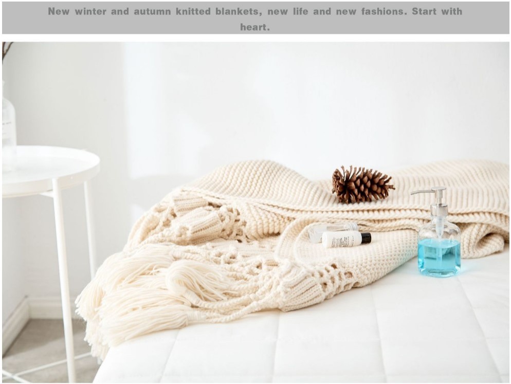 Hand-Woven Tassel Knitted Blanket