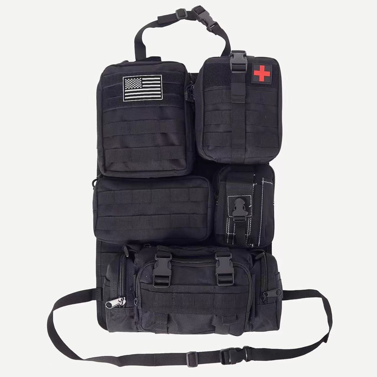 Tactical Backseat Car Organizer + 5 Molle Pouches