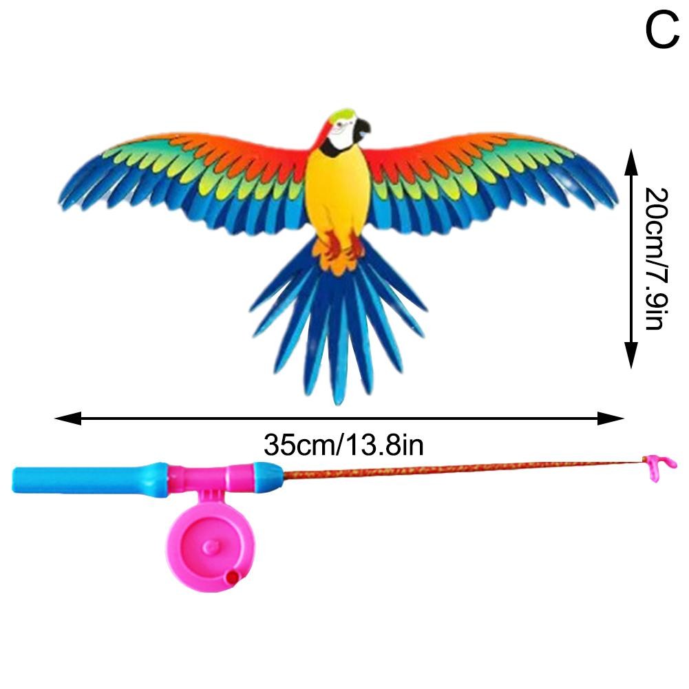 Childrens Kite Toy Cartoon Eagle & Butterfly Foldable Mini Kite with Hand Brake & Fishing Rod