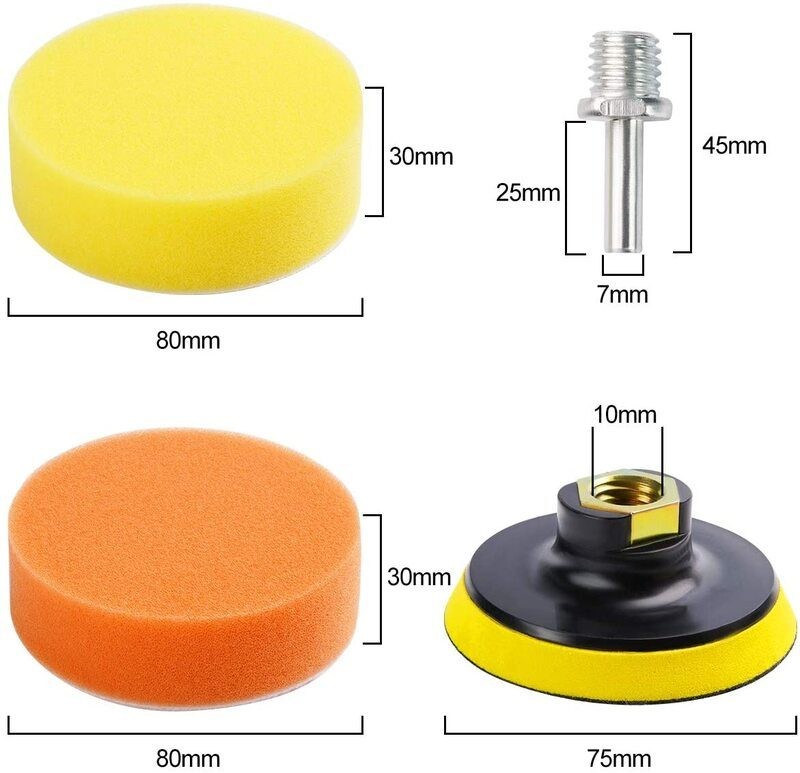 Car Polisher Buffer Cleaning Kit Polishing Waxing Buffing Sponge Pads