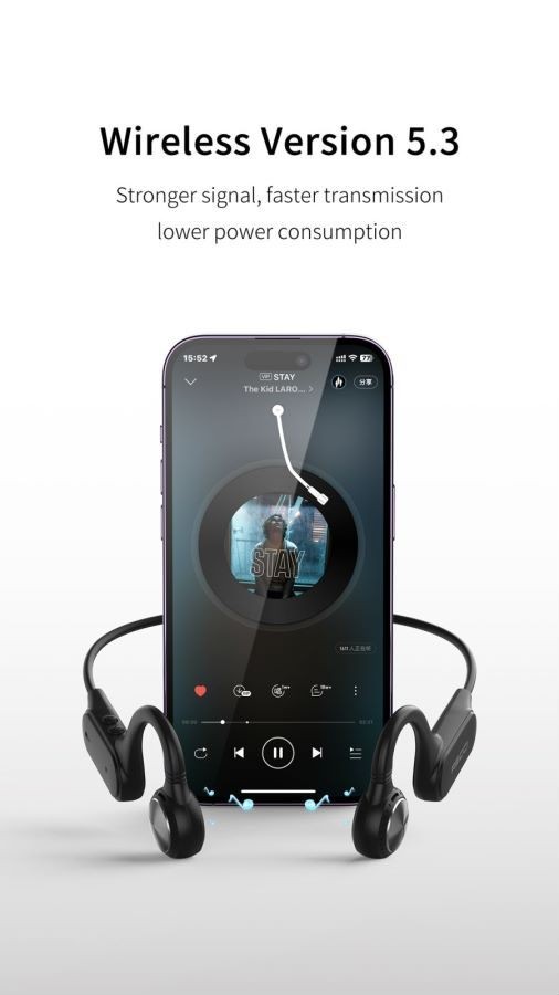 Bone Conduction Earphone, Wireless. Black