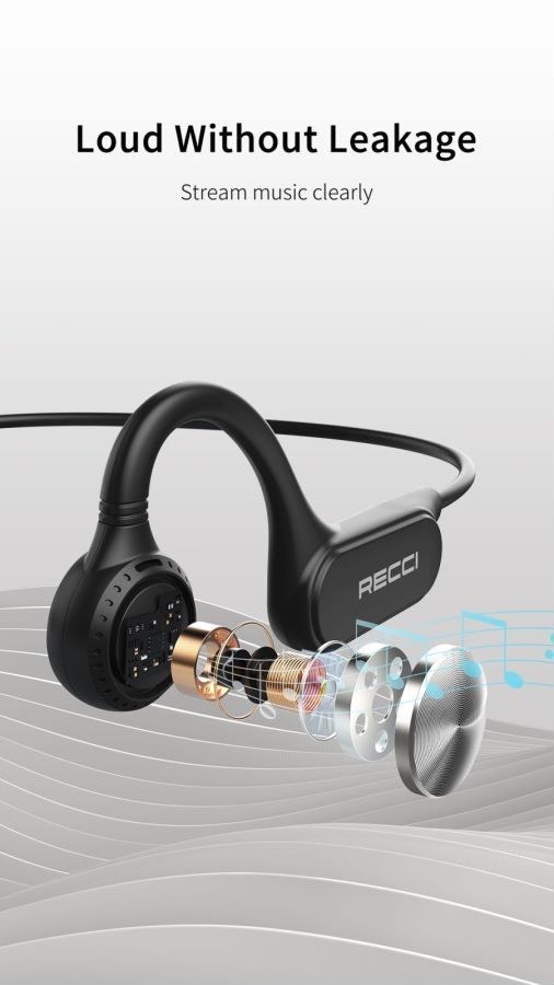 Bone Conduction Earphone, Wireless. Black