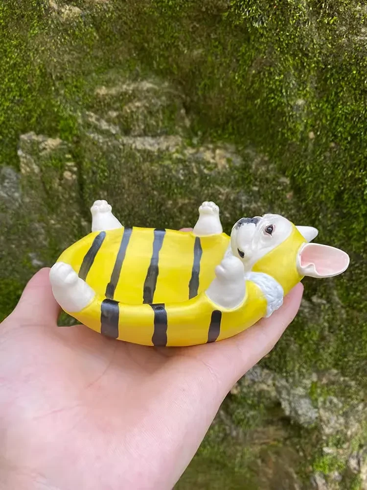 Cute French Bulldog Dish Handmade Pottery