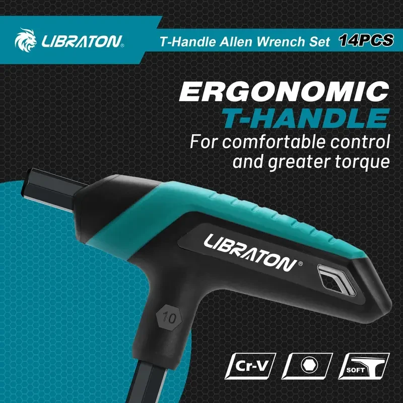 LIBRATON 14pcs T-handle Allen Wrench Set