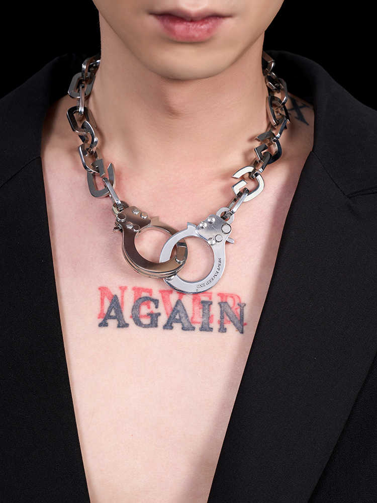 Design Heavy Industry Titanium Steel Handcuffs Men's Necklace