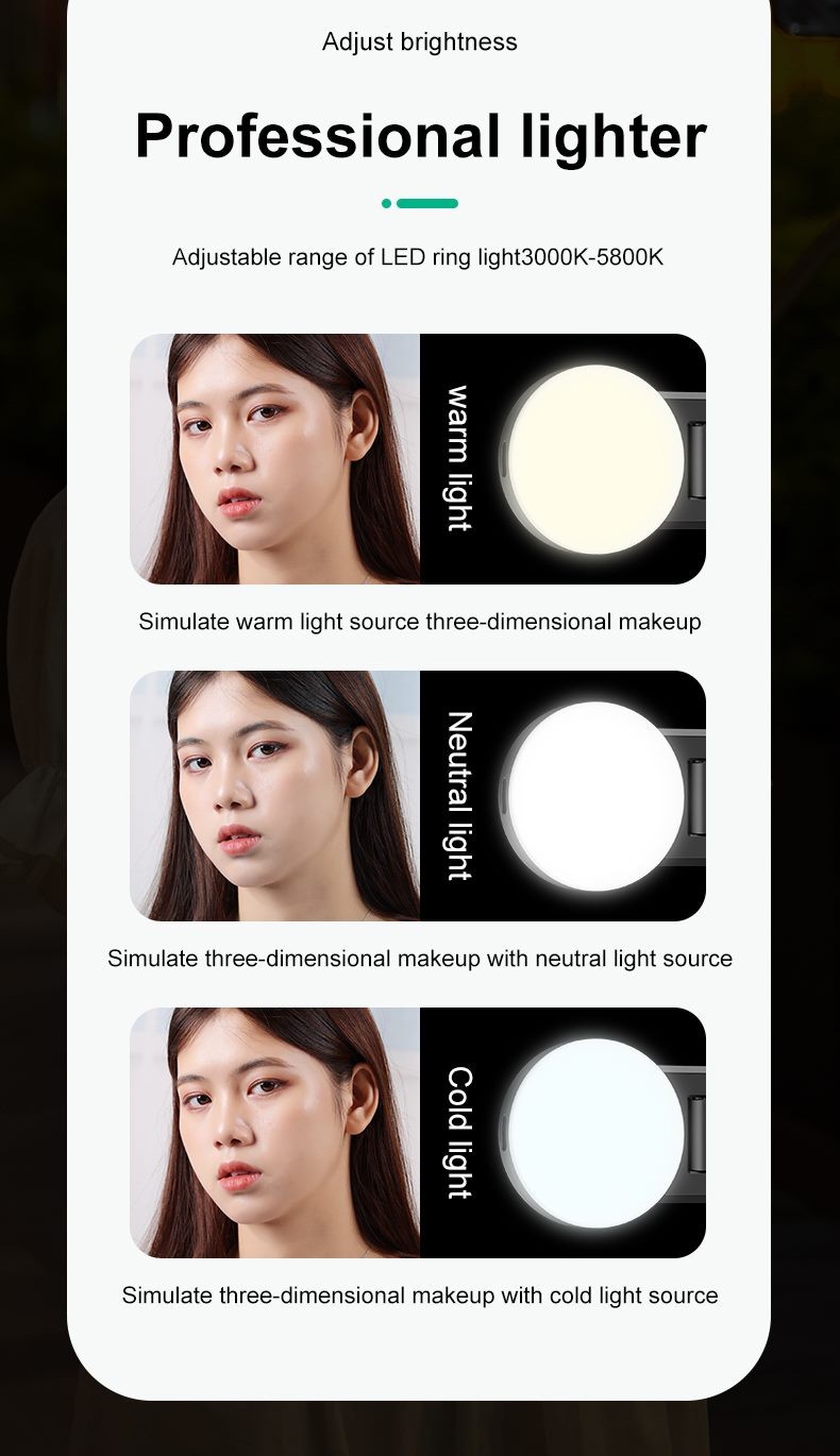 Selfie Stick with Light, Bluetooth Button.