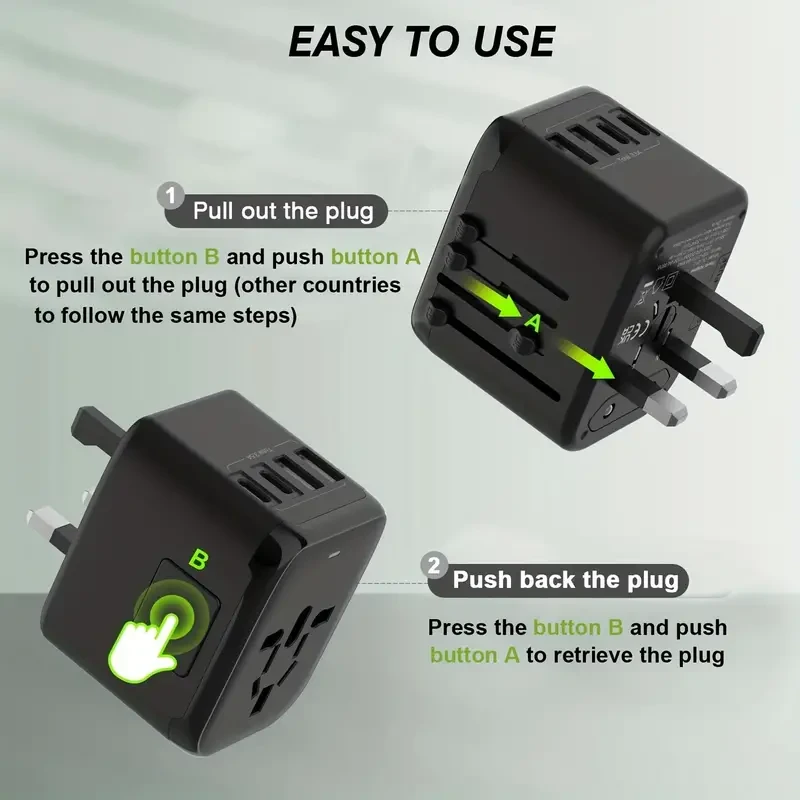 Universal International Power Travel Plug Adapter, 5 In 1