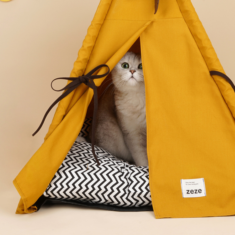 Sunset Yellow Cat Nest Pet Tent Semi-enclosed Four Seasons Universal Removable And Washable Cat Supplies