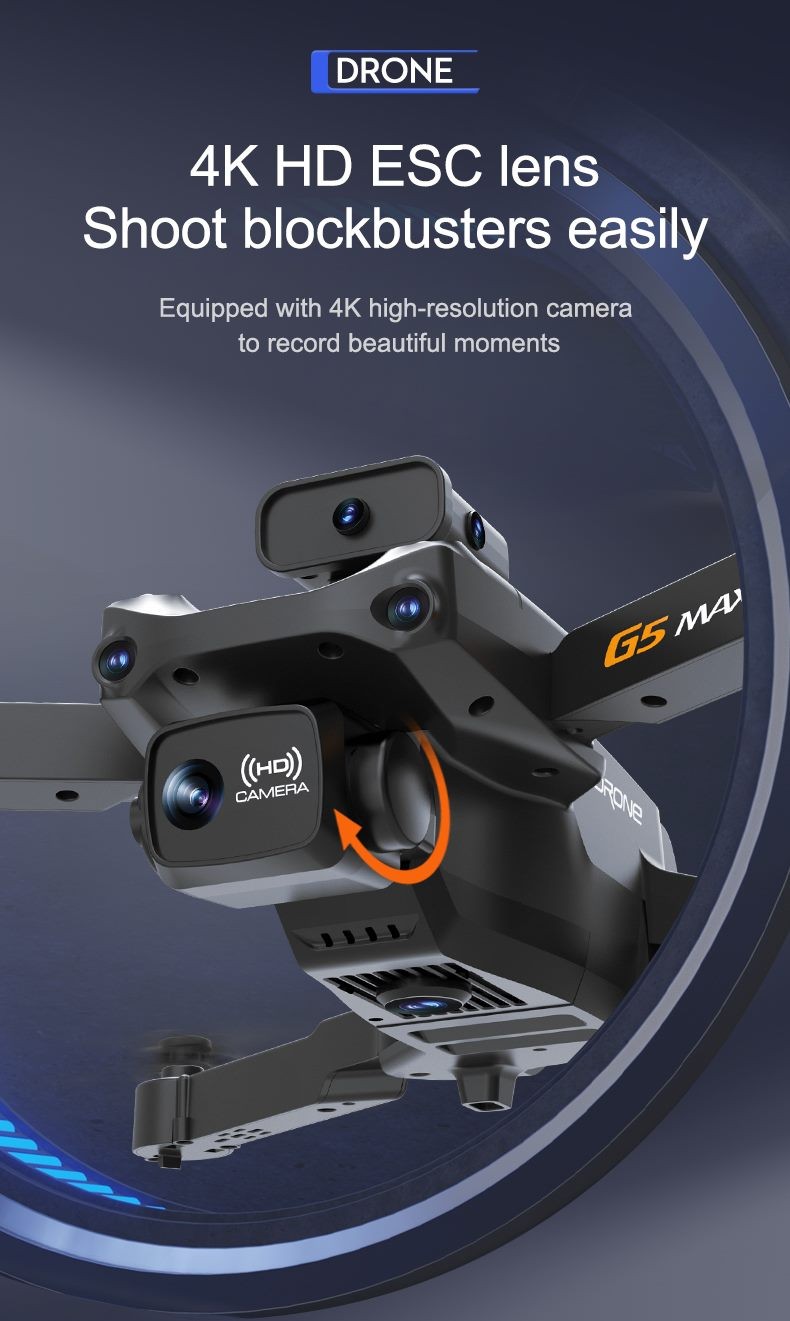 Drone, Foldable 4K Dual Camera Drone with Obstacle avoidance and optical flow